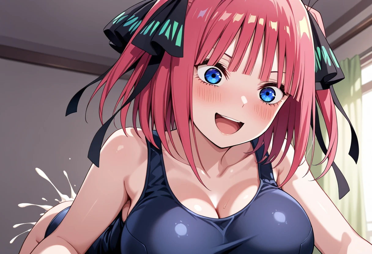 Highly detailed CG Unity 8k wallpaper), (Best Quality), (Super Detail), (Best Illustration), (Best Shadow), POV, Realistic lighting and shading, Natural light, Lens flare effect, break 1 beautiful girl, Solo,(cute:1.5),(Chibi:0.8), (kawaii:1.5),(loli:0.5),(17 girl:1.0),{heterochromia,pale blue eyes,pale green eyes:1.5}, star eye silhouette, break , (Pink hair, Medium length:1.2), (Braided hairstyle:1.1),(large breasts:1.5),break,(upper body),(leaning forward),large breast focus(white school swimsuit),large breasts,hands on chest
BREAK
morning,fantastic sunrise,pink dressing room