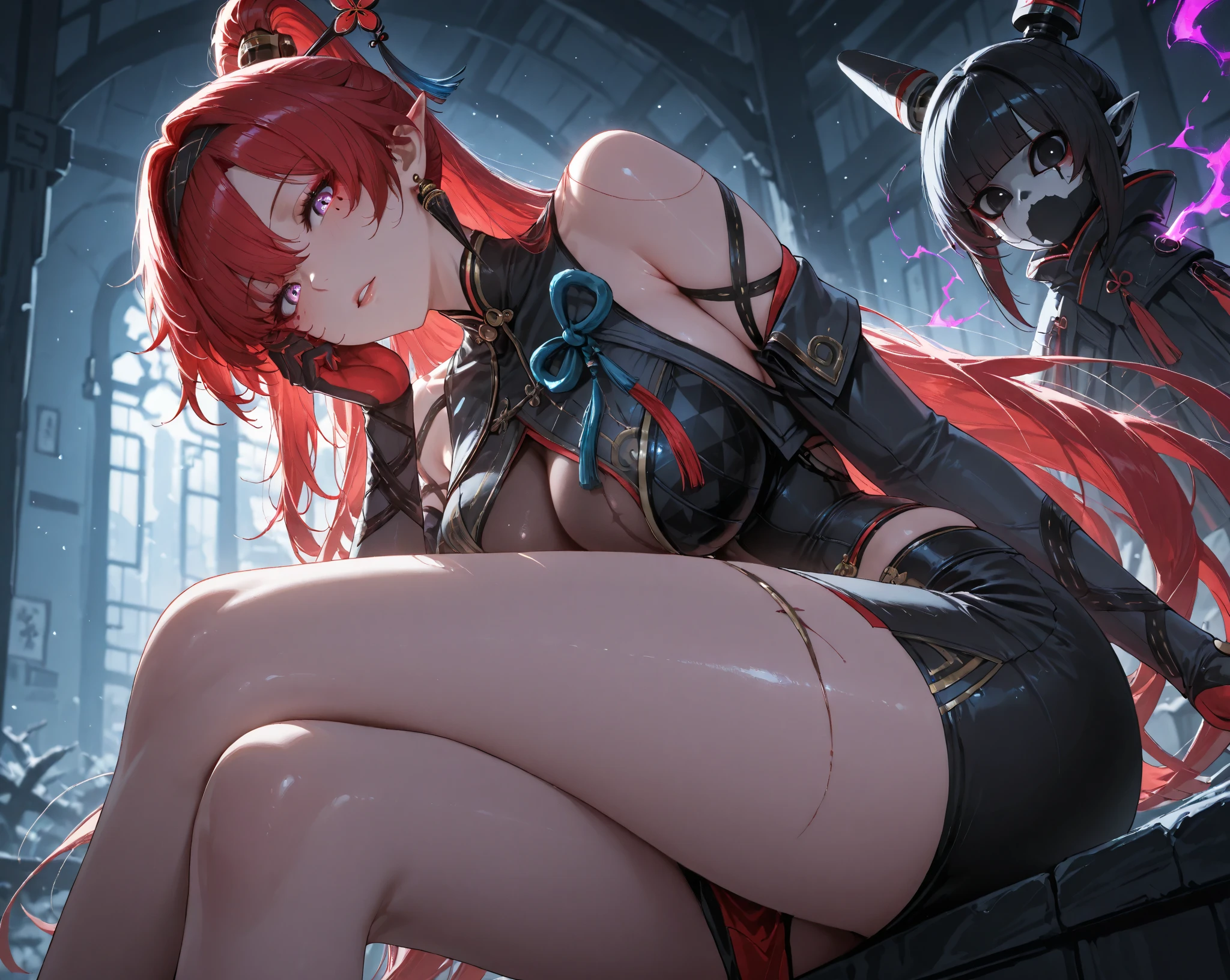 1female,15yo,Slim,熟妇,medium cleavage breasts Thin waist,slenderlegs,Pornographic exposure, 独奏,Arima Kana, star pupils, (black corset, white robe, stocking, red high heels), looking at viewer,(Background with:ln the forest,the rainforest,in summer,sexy pose,Sweat profusely,drenched all over the body,seen from the front, hair straight, mostly cloudy sky,(((tmasterpiece),(Very detailed CG unity 8K wallpaper),best qualtiy,cinmatic lighting,detailed back ground,beatiful detailed eyes,Bright pupils,(Very fine and beautiful),(Beautiful and detailed eye description),ultra - detailed,tmasterpiece,)),facing at camera,(Full body photo),Show shoes,A high resolution,ultra - detailed),revealing breasts, Bulge,legs are open,Raised sexy,Flushed complexion,Open-mouthed,frontage,full body, (nsfw:1.5)