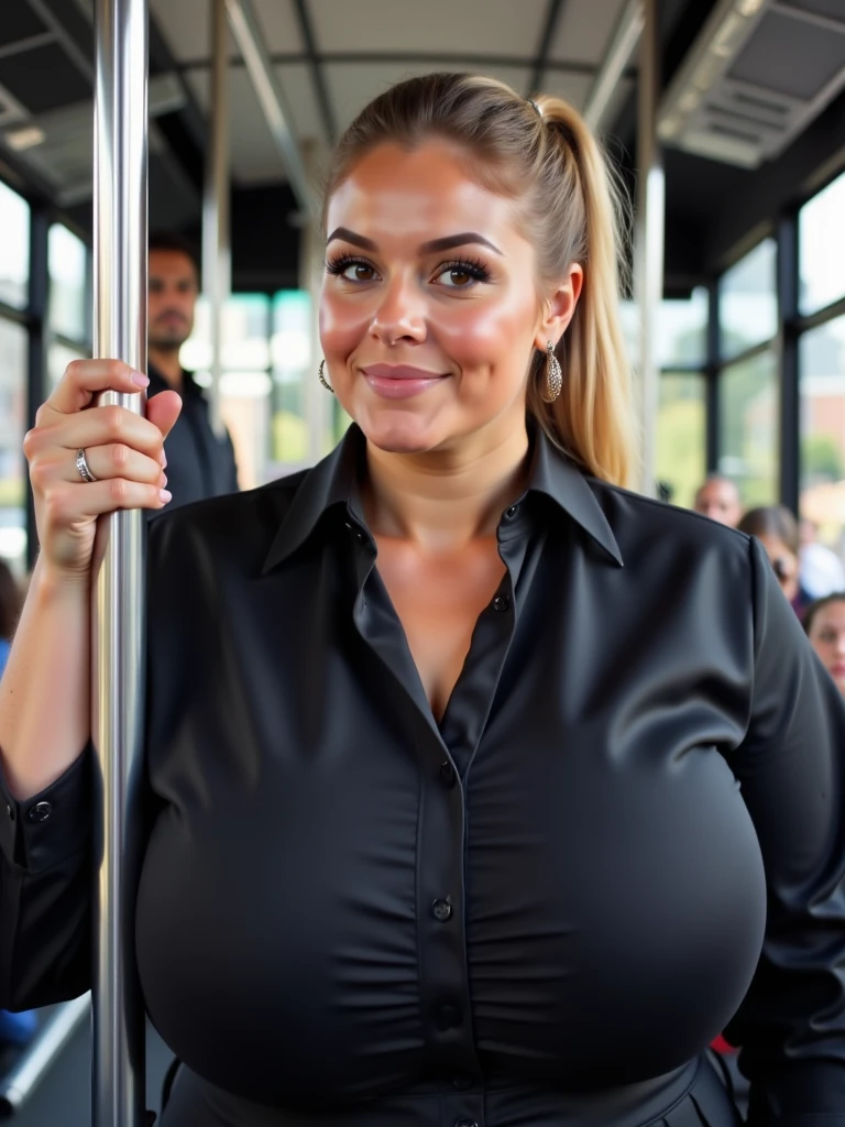 Fat woman, 40 years old white Caucasian woman, walking inside mall, long straight blonde hair, serious, chubby, bbw, casual, cleavage, sunglasses, lipstick