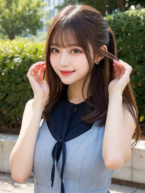 ((masterpiece,best quaLightingy 1.4)), (8k,RAW Photos:1.2), (Realistic,photo Realistic:1.4), Ultra-high resolution , (Highly detailed 8K wallpapers) ,Japanese Idols, Japanese actress, Japanese, very cute, Big eyes, Highly detailed eyes and face, Beautiful eyes in every detail,Shiny skin,Portraiture,(ponytail :1.2),(smile:1.3) ,(Holding a bouquet:1.2),Lighting, Sharp focus, Written boundary depth , (Dynamic Angle:1.4 ). Blur the background, Bokeh, (Pink Dress:1.2) ,( Lavender field in daytime.)