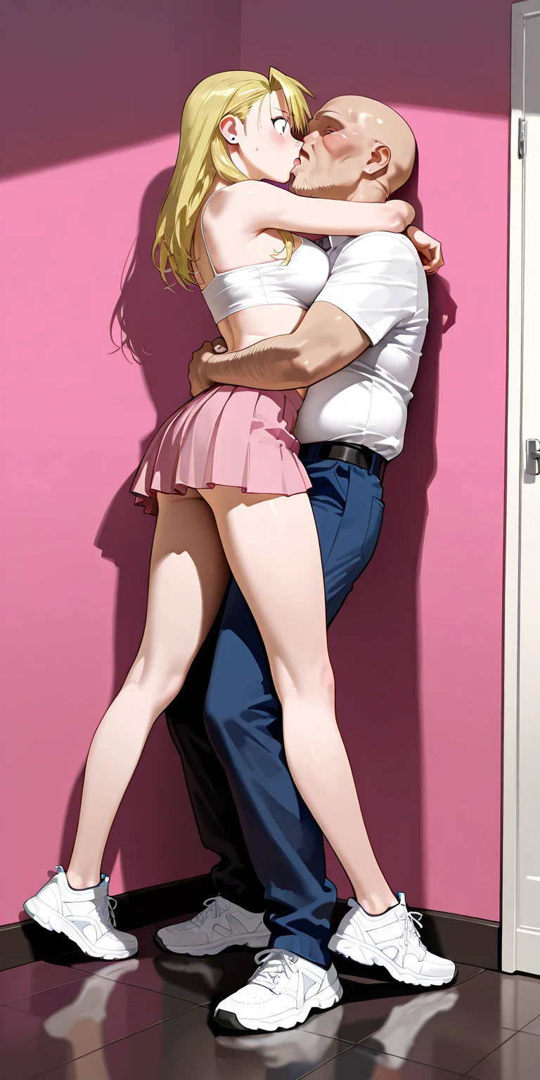 (score_9:2.0), (ai-generated:1.2), (Maximize Detail Slider:1.2), (Insanely Detailed:1.2), (source_anime:1.2), princess peach \(mario series\), (Vaginal:2.0), (standing sex:2.0), (lifting leg:1.6), (Deep Moan:2.0), (Virtual Engine:1.5), (Pro-level Texture Detailing:1.5), (Ultra HD Clarity:1.5), 1girl, NSFW, 1man, blue eyes, round ass, long blonde hair, streaked hair, medium breasts, sleeveless dress, golden crown, looking behind, garter belts, high heeled shoes, pink dress, breasts exposed, nude breasts, showing tits, seductive pose, man holding woman up by her legs pressing her against a wall, sex, vaginal penetration, surprised, moaning, college dorm room, side view, below angle, thick thighs, amazing body.