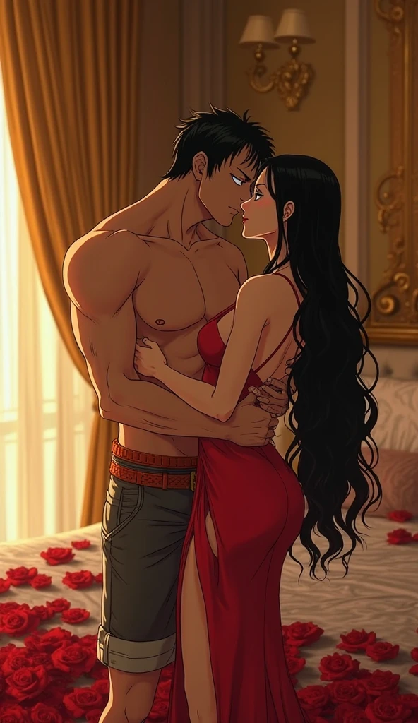 Généré moi robin dans one pièce se faisant toucher les seins par Luffy