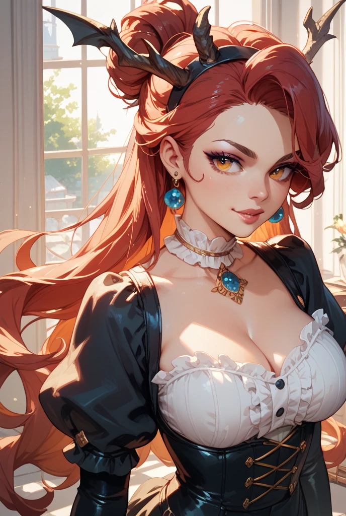 Wearing a dress、Wearing a top hat、Woman holding roses, Beautiful character painting, Kushat Krenz Key Art Women, 奇幻Art style, Style Art, Art style, artgerm and wlop, Triss Marigold, 《Overwatch》The lovely Brigitte, 幻想Style Art, Extremely detailed Artgerm, League of Legends Fortune(((Full and soft breasts,)))(((Large Breasts))) (((Cleavage))),