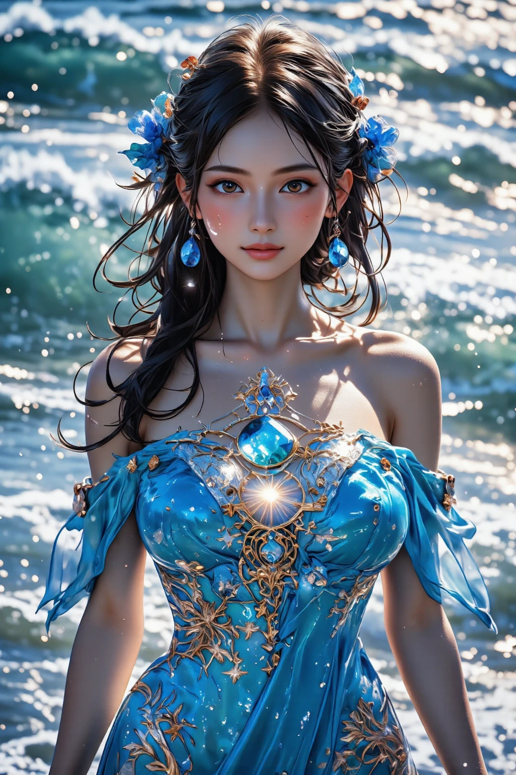(Raw photo, Best quality), (realistic, photo-realistic:1.3), masterpiece, very gentle and beautiful, extremely detailed, computer graphics, unity , 2k wallpaper, amazing, finely detail, A slight smile, extremely detailed computer graphics unity 8k wallpaper, huge file size, ultra detailed, A high resolution, absurdity, soft light, beautiful detailed girl, detailed fingers, extremely detailed eyes and face, beautiful detailed nose, beautiful detailed eyes, Long eyelashes, light on face, (Oil painting:1.5), 1 girl, peculiarity, clean face_v1, Ambitious, Thin waist, (lying:1.2), (blue tattoo, Paint poured on the body:1.3), nails, (splash, writing style:1.5), Background, double exposure, Fusion of liquid abstract art,(original composition of illustrations),( limited color combination, maximalism, Geometric style), flowers