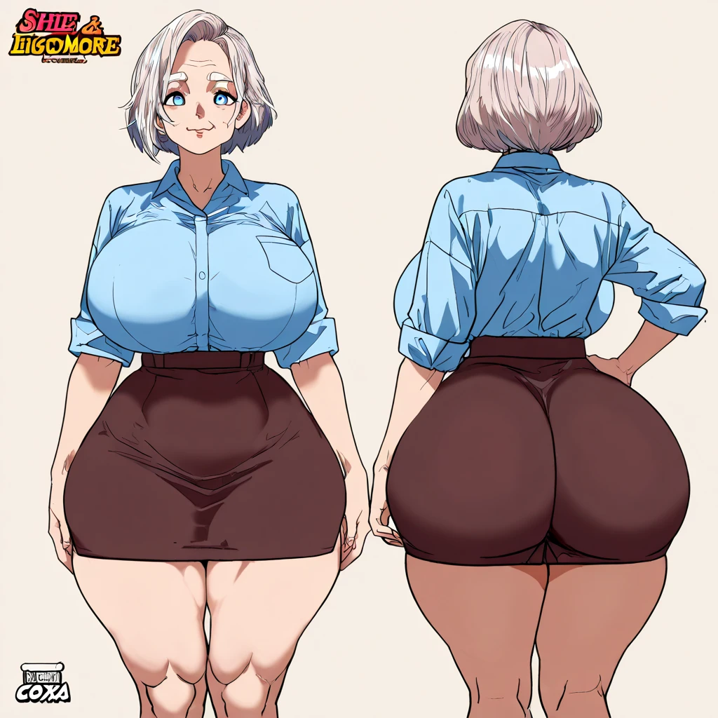 anatomically correct, masterpiece, best high quality, ultra details, realistic, RAW Photo, perfect anatomy, 4k, 8k, quality lighting, perfect face, detailed face, detailed hands, detailed eyes, (solo:1.3),  trans, transgender woman, (has HUGE SAGGY PENIS that is leaking precum from the tip of the penis), cartoon, Miss Finster, obese, elderly, gray hair, squinty black eyes, black lipstick, pale skin,  pearl earrings, black stockings, black heeled shoes, black pointed spectacles,  (thick thighs:1.5), back view, butt focus, hands-on butt, (wide hips:1.6), (big breasts:1.5), (big butt:1.5), showing butthole, big anus, puffy anus, gaping anus, toes facing away, squatting, anus gaped open, ripped denim shorts leaving ass and genitals bare, cock visible, balls visible, anus visible, (cellulite:1.5), ((swollen saggy nutsack)), swollen balls, huge testicles