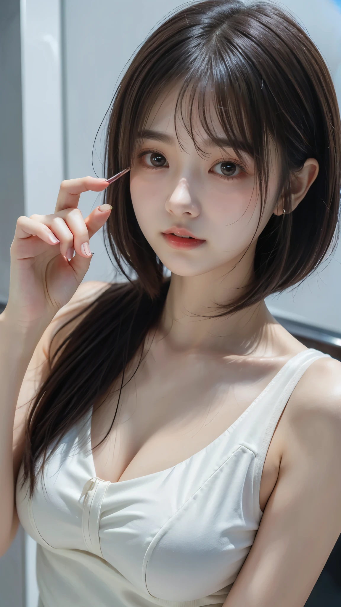 Super cute girl、((accentuated breasts))、(nice bob cut:1.lender body、Highest Quality、8K、 RAW photos 、(A mischievous act:1.5)