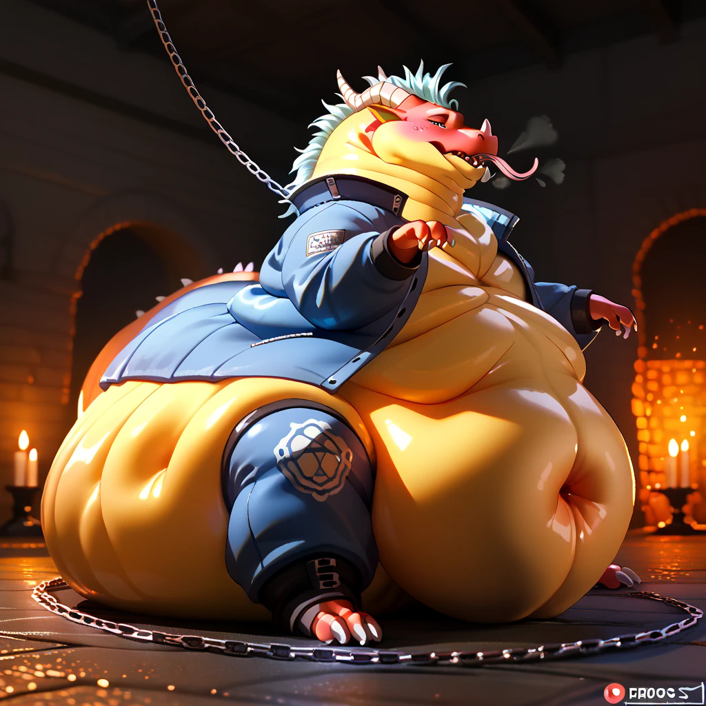 New Jersey 5 Furry,Chinese dragon,Golden Dragon Scale,Gold Skin,golden,Dragon Horn,Dragon Tail,((Kneel down,Look up,Hands together)),solitary,Strong limbs,Rugged muscles,Chubby,fat,fat into a ball,fat arms,Hip bulge,((Briefs)),Chubby脸,blush,(Prison Cell),((四肢被shackles锁住,(((shackles))),chain)),(blush),excited,(eager,Smile,tease,sweat,SFW)