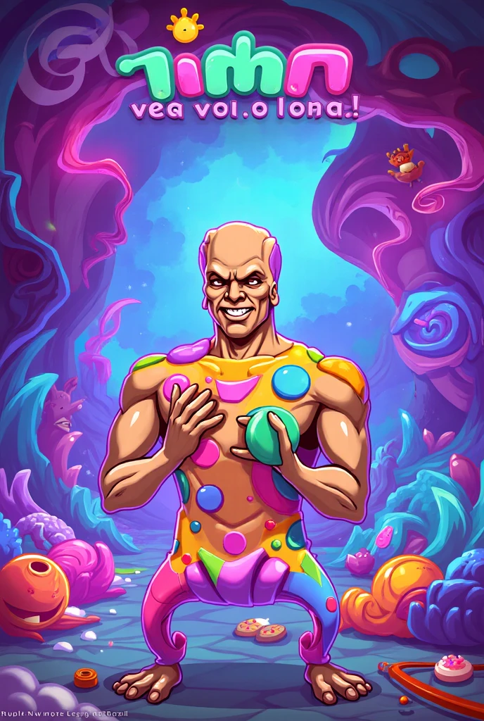 A man with a pink body and a pink head, pink iconic character, pink body, bubblegum body, muscular character, inspired by Rob Liefeld, muscular characters, streamlined pink armor, portrait of a pink gang, featuring pink brains, covered in pink flesh, fantastic non human character, humanoid form, superhero body empy white eyes, black mouth small earings on bith ears, black lines on forehead, remove black outlines