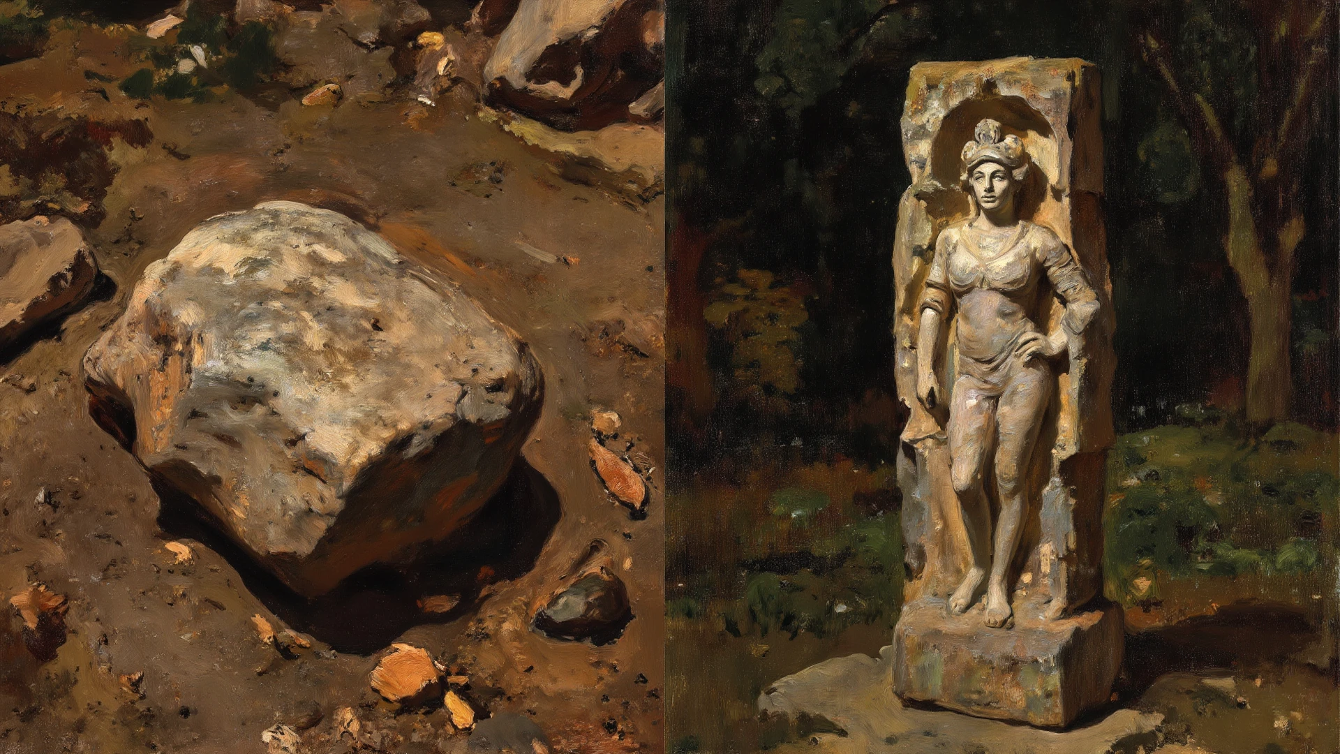 A nude girl statue made of yellow stone,whole body,Realistic stone statue,Cracked,Stone Skin,Broken right leg,Beautiful