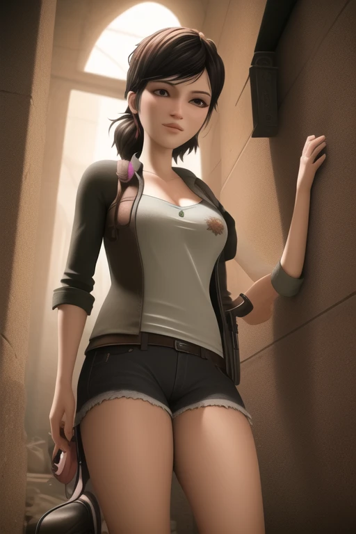 Braddock,brown hair,toned,lips, brown eyes, leaning forward, blush, covered nipples,
hat,white shirt, stactical gear,purple pants,belt,harness,
base,cyberpunk,
standing,upper body,(insanely detailed, masterpiece, best quality),smile, serious,
solo,<lora:Braddock-10:0.7>,