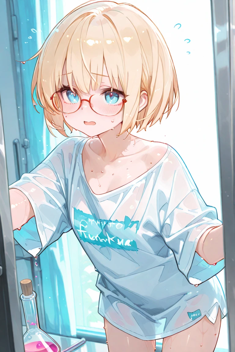 (((One Girl))), Blonde, Bobcut, (Cowboy Shot), ((sunglasses, hand to sunglasses)), (View your viewers), Focus on the face, teenager, Tilt your head:1.3, (((blue eyes))), ((Smile)), ((blush)), Contrasting, Place one hand on hip, (((Exposed skin))), , (((Sensual expression using rope))), leotard, ((See-through clothing:1.3)), Naked Shirt, , Anime Style, (Highest quality, 4K, 8k, High resolution, masterpiece:1.2, Super detailed, Super detailed eyes, High resolution, 超High resolution, Studio Lighting, Ultra-fine painting, Sharp focus, Physically Based Rendering, Very detailed explanation, Professional, Vibrant colors, Bokeh)、excited、Heavy breathing、Open mouth and tongue、