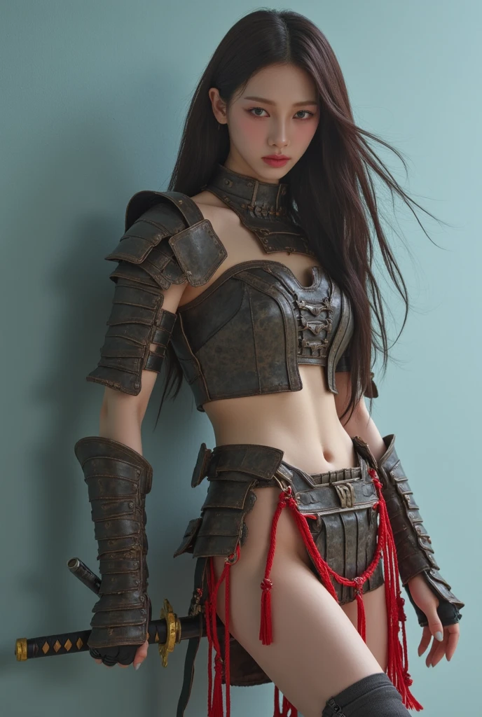 very best quality，tmasterpiece，Super-High Resolution，（真实感:1.4）,The sword，Detailed details,1girlhugebreasts,Combat posture,Cleavage，a  beauty girl，Hand-held weapons，mechs，A mechanical，ellegance，Clear focus，gentlesoftlighting，vivd colour，tmasterpiece，
