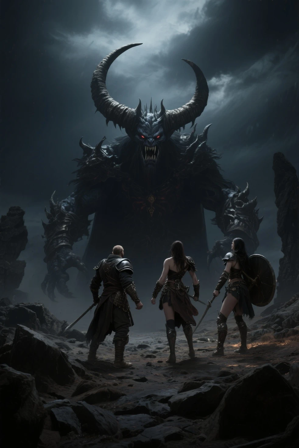 (3D rendering:3.1) in (medium full shot:3.1) in (back view:3.1) of lot of characters from a movie for slave girls from beyond infinity, inspired by Clyde Caldwell and Greg Rutkowski art, barbarian warriors with sword in battles against space creatures, monsters, daemons, aliens, mutant, with explosions, smoke and fire, (with Creepy, Sci-Fi, Fantasy and Horror:2.9) retro sci fi, Horror movie, very detailed body, moody, epic, summoning monsters. horror movie, horrified, terrified, insane, disgusting, disturbing, Impactful, cgsociety, hyper-detailed, digital illusions, cyberspace, photorealistic, arts visuals, rich colors, (3D rendering:3.1)