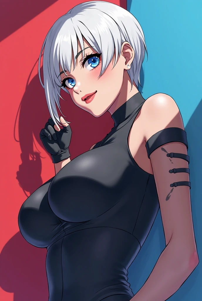 (1girl, solo, masterpiece, 4k, best quality:1.2, (cowboy shot), best quality:1.2, NICE HANDS, COLORFUL, (perfect hands, perfect anatomy)),
samui, black kimonocleavage, vambraces, short hair,
((medium breasts, medium hips, looking at the viewer)),
((simple background, white background)), <lora:GoodHands-vanilla:1>