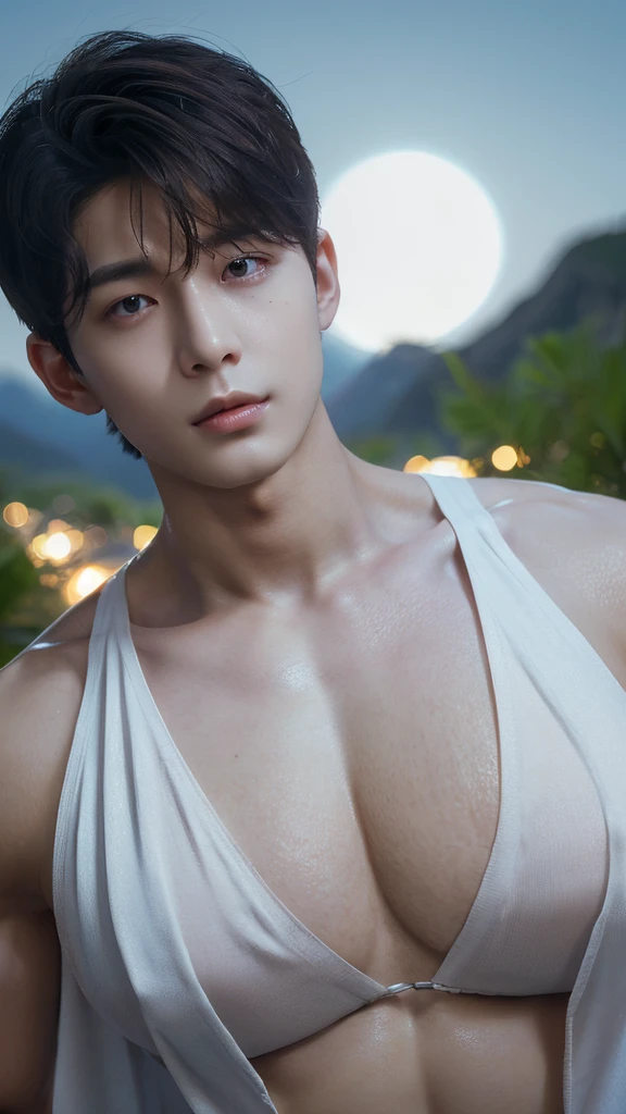(1 person:1.9), human body shisuit, Hollow and shriveled, beautiful youth teen boy, undercut hair style, (Turn your head and look), (Look at the camera), (Head up), (high quality 16K anime), (tall body), Sweaty and sweaty, Powder blue vapor, Delicate skin, hermaphrodite, twink male body, (((Quiet smiled))), (Photorealism), masterpiece, best quality, portrait, Decent shirt, (Taiwanese super male
emo idol:1.5), (realistic beautiful Asian), close up and soft up to everything, (nice male body shape:1.1), spot light, (super pale skin:1.4), golden make up, sharp focus, detailed anatomy, ultra-wonderful face detail, (((((19 years old))))), white shirt, Hold a brush, with a ultra-cute face of a Japanese-Korean-Taiwanese young idol, (ultra-detailed eyes), (ultra-detailed skin), (super manly hair style), super wet juicy sexy soft lips, soft light, perfect yaoi face, photorealistic, (correct fingers), the light is very bright, hypermaximalist style: realistic, photorealism, photography, (A black cyber collar that tightens the neck:1.9), (Super strong male arms:1.9), (Extremely stout physique:1.9), (A strong male body is merging with him:1.9), ((((((ultra huge breasts)))))), single ponytail, (Beautiful face:1.9), (((wearing a wet white and yellow shirt))), (extremely detailed face:1.9), Placed in the center of the temple), Traceless, Perspectiveal, Sparkle, (30% male head, 70% female head), (fusioned with a plump erotic body), the light is very bright, perfect hands, fox spirit in the body, fox mind controls this body, fox soul in this body, A seductive smile, Slender eyebrows, huge arms,Fusion with Kitagawa Keiko,((Hazy)),(Men pretend to be women), ulzzang hair style, Feminine heavy makeup