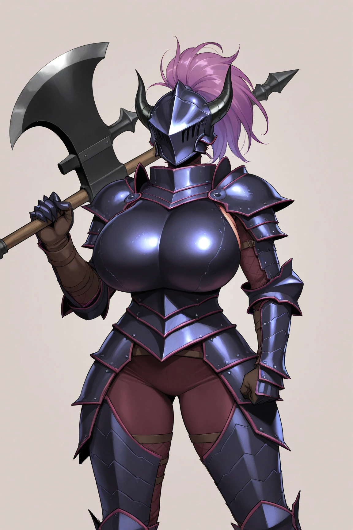 ((1Princess Peach/cybernetic suit/Ninja/huge breasts/Mohawk hair/full body tattoos/Katana/bathed in blood,Unreal Engine 5, Anime Style, Masterpiece, Max Resolution/Sharpness/Quality/Detail, staring at the viewer/preucupada/outfit and body all wet, in a macabre ancient temple full of deminios with extremely heavy rain.