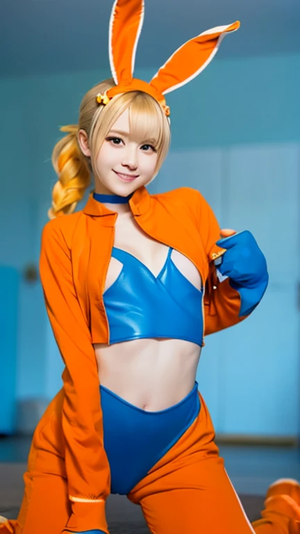 medium firm breasts, busty beautiful ((1cute and beautiful girl, blue eyes)), ((multicolored bob yellow hair with bangs))extremely sexy body, (leggings, long sleeve blouse)), ((leggings))), shy smile, blush, (looking at viewer), in beautiful romantic in the house