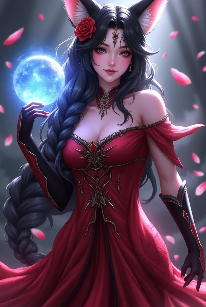 Portrait, mysterious woman with black hair and a silky red dress, wearing a large heart-shaped necklace, hourglass figure, symmetrical figure, highly detailed face, beautiful face, calming blue eyes, lush red lips, smiling, alluring, stunning digital illustration, cosmic fantasy background, beautiful digital artwork, magenta lighting, glossy digital painting, gorgeous digital art, 4k detailed digital art, beautiful digital illustration, 4k highly detailed digital art, beautiful digital art, realistic digital art 4k, realistic digital art 4k, airbrush digital art