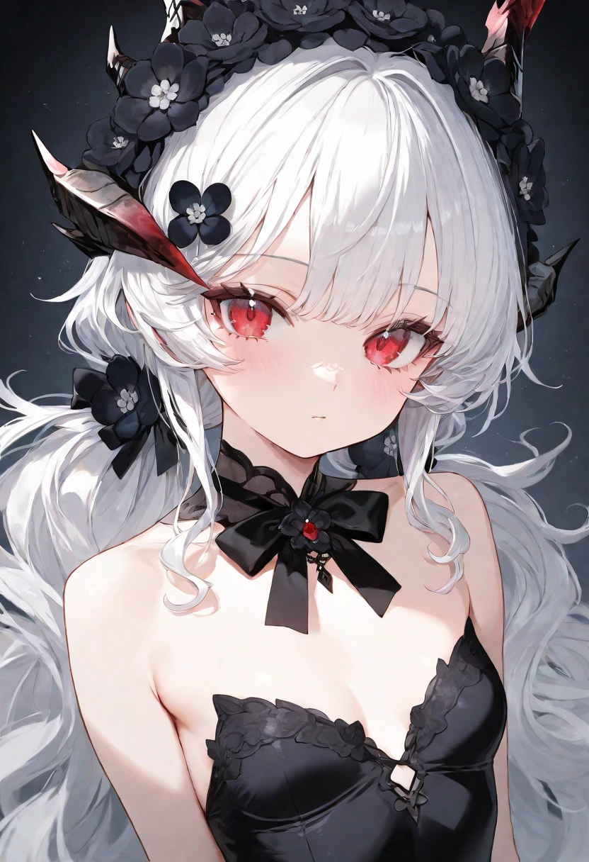 wore a white and black dress、Close-up of a woman in a dress with bare breasts and bare nipples、gothic otome anime girl、anime girl in a black dress、Cute anime wife in a nice dress、beautiful anime girl、face turns red、embarrassed look,naked naked breasts bare nipples
