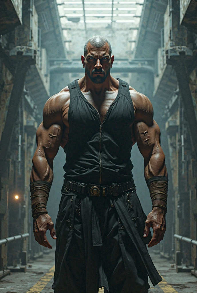 a giant man, muscular and shirtless, with a short beard, standing over me