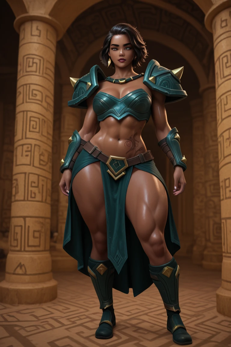 <lora:IshtarSmite-000007:0.8>, Ishtar Smite, 1girl, solo, looking at viewer, jewelry, standing, full body, fake horns, dark skin, dark-skinned female, armor, high heels, pelvic curtain, bracer, toeless footwear, sandals,
green eyes, forehead jewel,
large breasts, thick hips, thick thighs,
(desert city, arabic city, arabic castle),
(insanely detailed, beautiful detailed face, masterpiece, best quality),