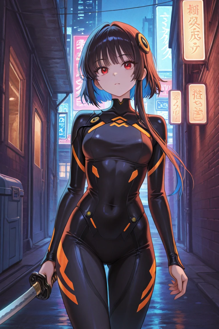 [Detailed illustrations, art based on extremely ideal anatomy, very detailed and detailed drawings, slow and delicate lines, realistic texture expression],((Color tressed main lines)),(Artwork with outstanding craftsmanship),(Shinjuku background at night),[(HENTAI ANIME) NINJAGirl Japanese Beauty 15 years old Petite and muscular ((Slim body)) Short bob cut],((Hornet) Orange Ninja Battle Armor) Scarf (Stole) (Fitting Rubber Inner) Honeycomb (Edge) ((((Hair ornament)))) (Dull metallic luster),Gravure (((KUNOICHI))),((Fine and beautiful skin expression (transparency)))),((Clear gaze)),((Perfect eye details (Beautifully drawn eyes))),( Beautiful perfect face (realistic face details)),((Beautiful hair details)),(Perfectly proportioned proportions)),(Design built to a high level,((Advanced structural understanding of materials)),Ideal color coordination),((Artistic decoration)) ((Dense details)),((Detail,High definition)),[(Ultra-precision detail),(((Multilayer texture)), HighQuality,High Resolution],((Accurate simulation of light-material interaction, understanding of air flow, mechanically correct representation)),(((Visual art with a sense of narrative)).