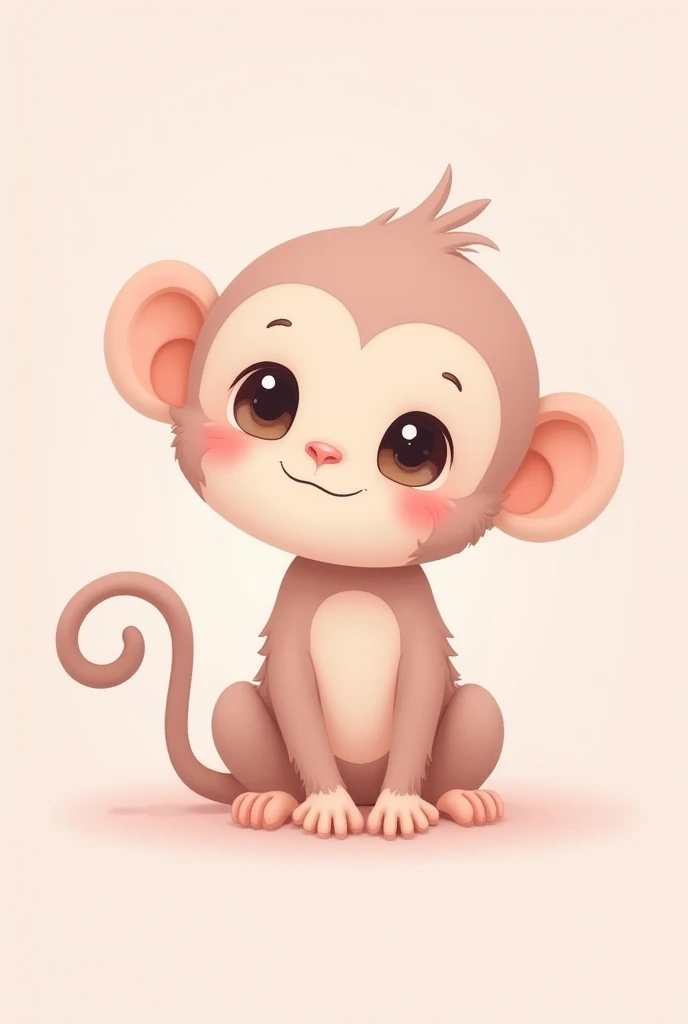 little cute monkey, fume, simple, monochrome, drawing for children