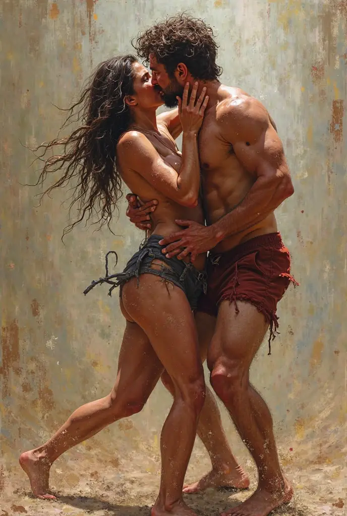 painting of a demonic expressive dance of a couple of men and women, dynamic poses, dark atmosphere, cinematic scene, volumetric lights, ultra realistic, in the style of nicola samori