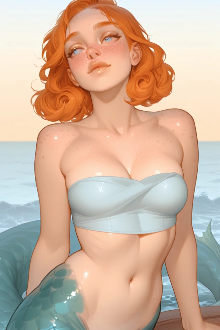 1 girl, Dwarf queen, score_9, score_8_up, score_7_up, best quality, high quality, masterpiece, Expressiveh, source_anime, naked, beach background, portrait