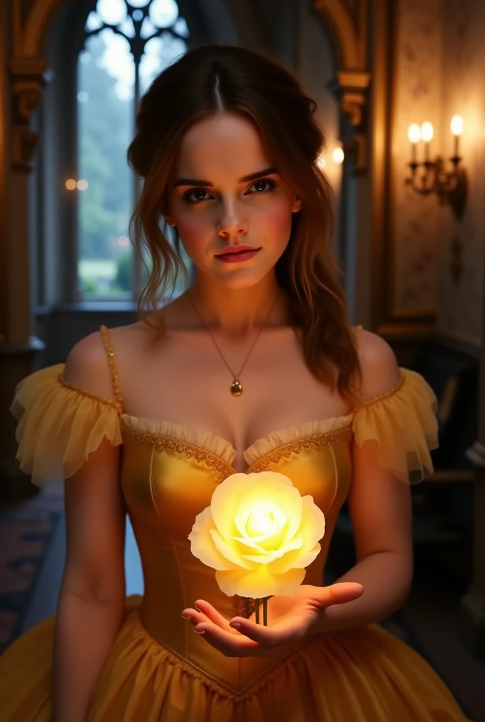 premiado, arte conceitual, belas artes, epic fantasy digital art, bird view,cinematic lighting, Vista descendente,plano super amplo,Viewing angle from afar,profundidade de campos,beautiful young lady (Natalie Portman), (27 anos), ((((corpo inteiro)))), (((usando vestido longo Amarelo), The beauty of an idyllic country fairy tale,((cachoeira)),Pitoresca, Pitoresco, Rustic, ((Campo de arroz;1.7)), ((Peach blossom tree)), ((Pequenos rios:1.4)), ((The tree house is connected to the tree house by a wooden bridge)), epic,
