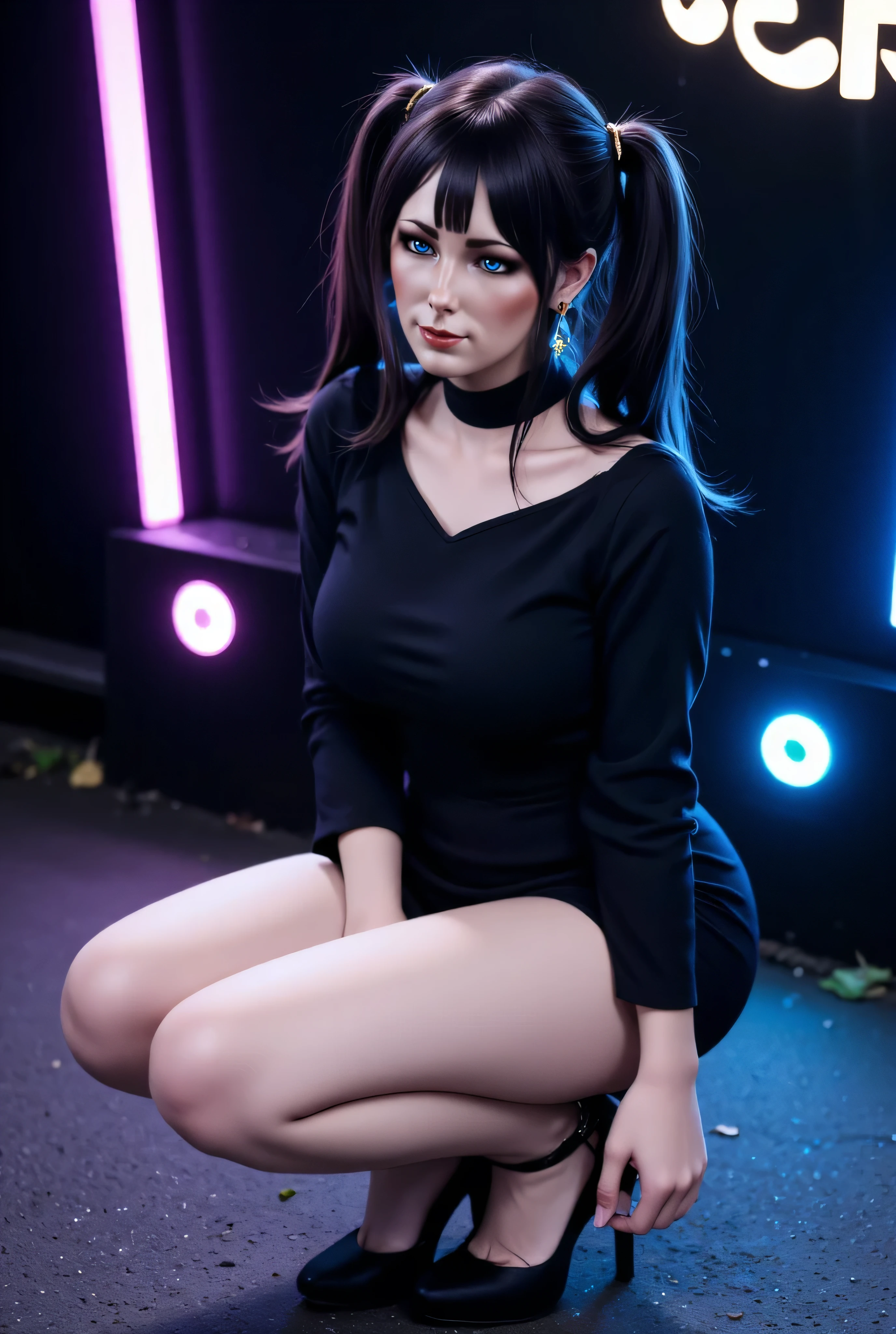 (highly detailed:1.3), masterpiece, best quality, extreme detail, highly detailed, 3d, Anime style, detailed, 8k, unreal, professional lighting,
<lora:Jessica_Dupont:1> high ponytail, black and violet hair, green eyes, alluring pose, pouty, thin necklace, red lips, looking at viewer,
black dress, sitting, crossed legs,
decadent deco room, indoor, dof, bokeh, photorealism,