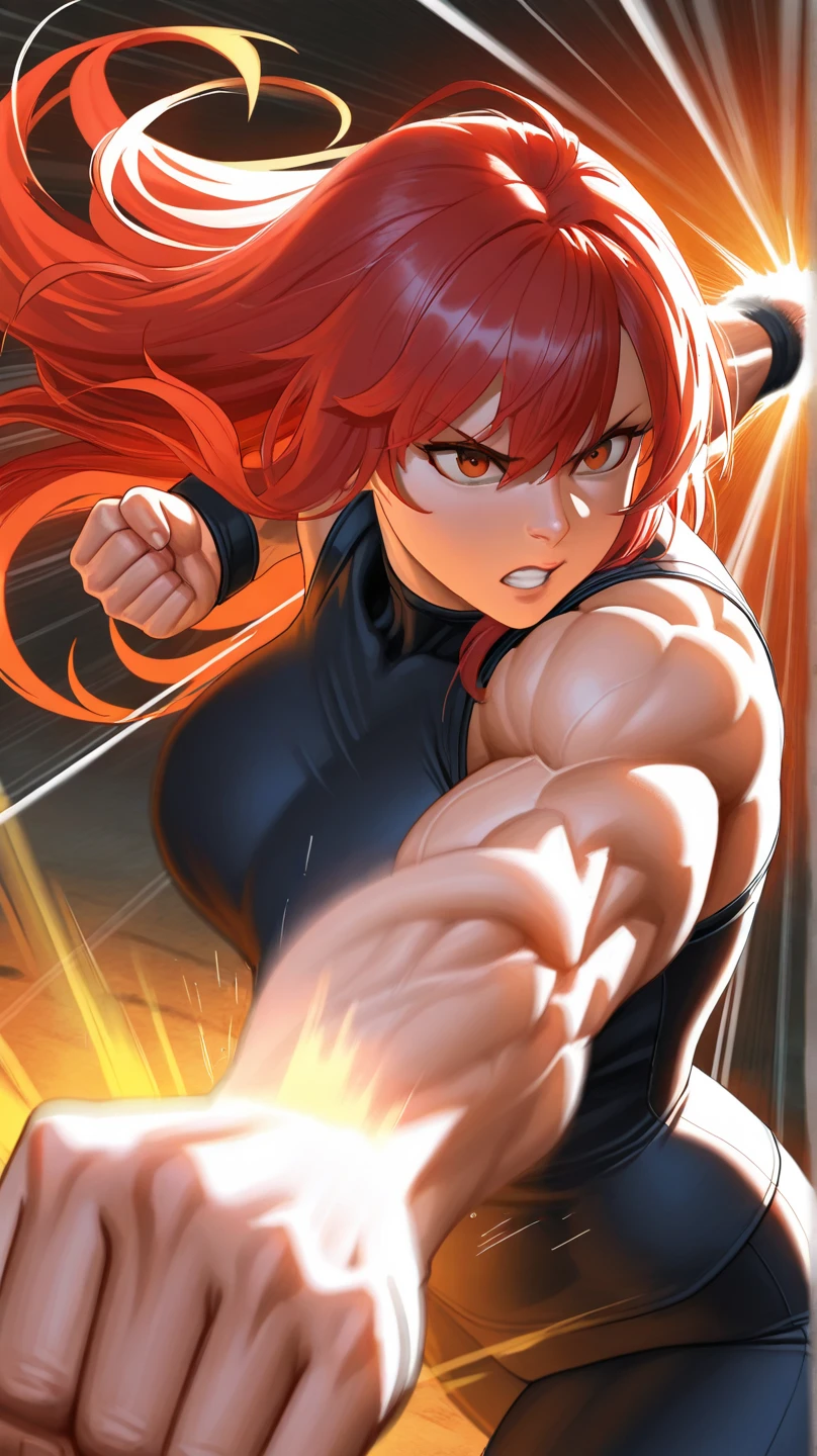 Highest quality,Highest Resolution,A fighter standing in the ring and making a fighting pose,