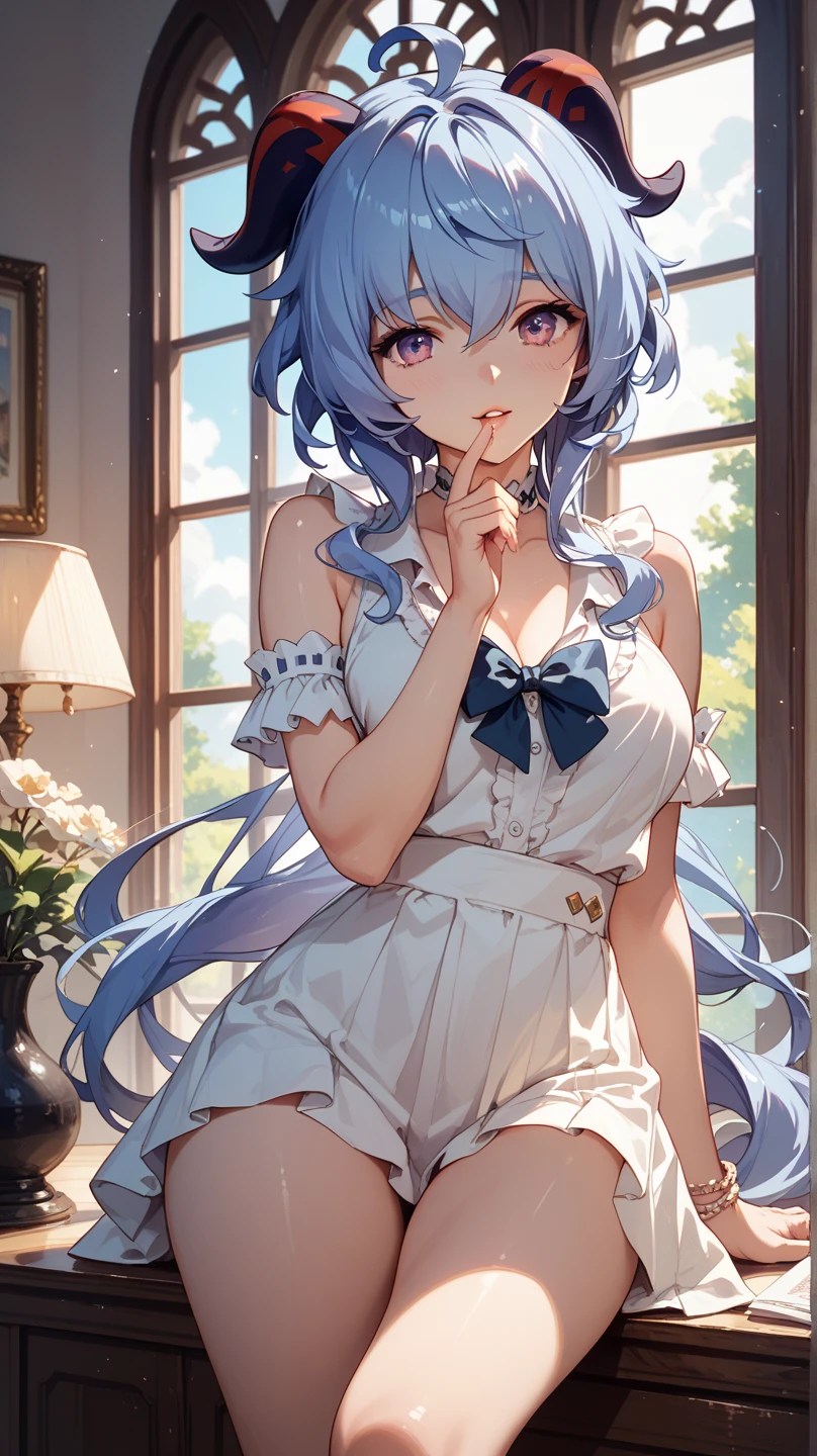 Anime girl with blue hair and white dress holding baseball bat, seductive anime girls, anime moe art style, drawn in anime painter studio, loli in dress, Smooth anime CG art, made with anime painter studio, clean and meticulous anime art, anime art style, [ 4 K digital art ]!!, beautiful and seductive anime woman, nightcore, highly detailed exquisite fanart