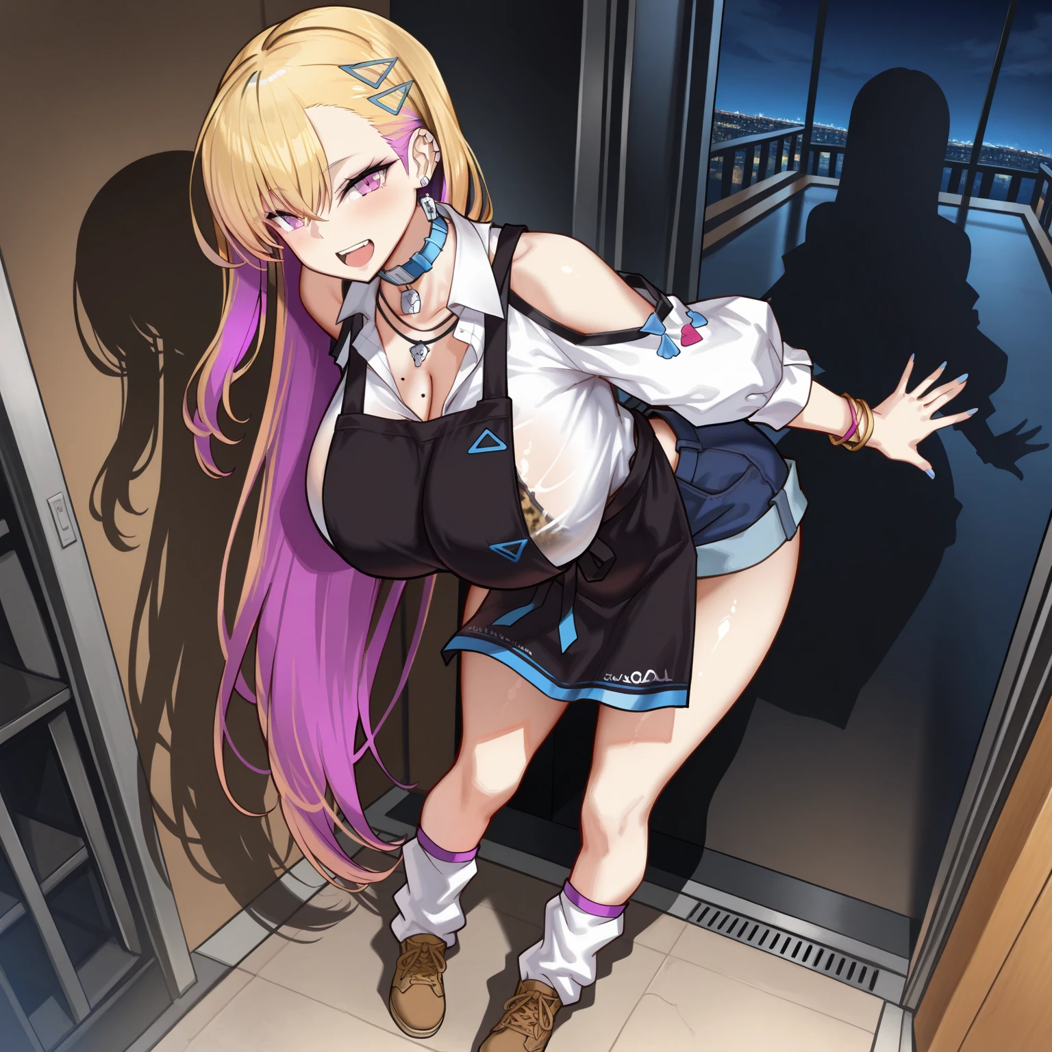1 girl, detailed blue eyes, lange wimpern, detailed beautiful face, (very Long blonde hair:1.4), festgebunden, (arms behind back:1.6), gefesselte Arme, (blushing:1.3), (Big boobs:1.1), OTN, White OTN gag, Gag, gagged, bound knees and ankles, shibari over clothes, (black skirt, White Bikini top, black high heels:1.4), sitting in a beach night Club on a chair, many people around drinking, tied gag, near the viewer