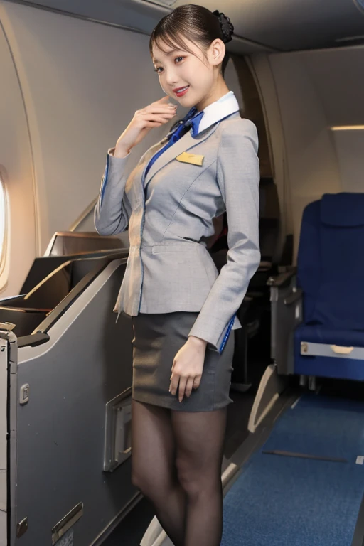 (masterpiece), highest quality, highest quality, Detailed and complex, original,High resolution,
(),Very detailed_eye, sexy,chest,
eliner:0.5),(blush:0.5), Redhead,Simple diamond earrings,Detailed skin, ponytail,
Displaying the viewer, A light smile, Fingernails,
((Flight attendant black uniform)), (Black Pantyhose:1.1),k high heels, Black short skirt uniform, Carrying a suitcase, At the airport
(Depth of written boundary:1.1),change:0.1,Realistic:1.3,
(Zhou Haoguang:1),(Structure of the film:1.3), (highest quality, High resolution, Realistic, original, 8k,masterpiece, ),highest quality, Masterpiec8k.High resolution. High Rib:1.2, Film Grain, Blurred Bokeh:1.2, Lens flare, (Bright colors:1.2), (delicate),、((Sexy panties in fullew:1.pread your legs wide:1.5))