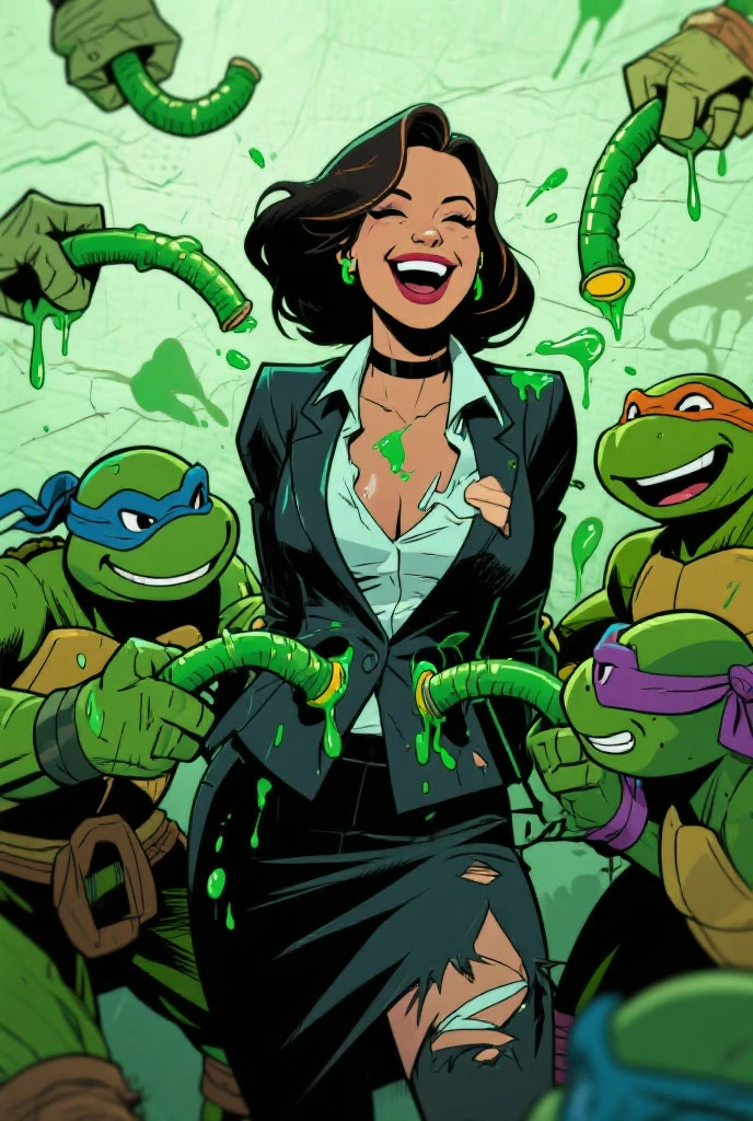 Savage, Classic, Southern Belle, Superhero, Rogue, Xtreme, looking at viewer, large breasts, boots, parted lips, belt, lips, headband, lipstick, card, playing card, spade, (shape), dyed bangs, green bodysuit, EarthPorcelain, 