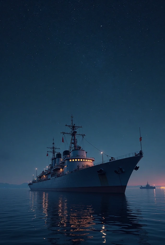 Happy new year 2025,background photo Sri Lanka naval ship gajabahu, P 626, no need people, night sky background with explanation, give as ai photo 
