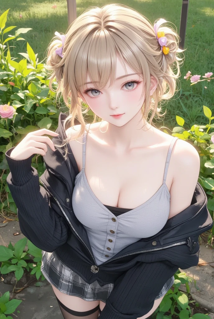 masterpiece, realistic, 1girl in, White transparent summer costume, Jeans shorts, a straw fedora hat, Bare legged, Blonde hair, Blue eyes, Full body, Style - Petals, wood background, A clear day, Perfect eyes, Perfect hands, 超A high resolution, Cinematic Angle, Professional Lighting, Best Quality, masutepiece, side lights, sharp, Perfect focus, Bokeh, Photorealistic, (finely detailed beautiful eye: 1.3), Realistic, (3D Face:1.1), (Lustrous skin:1.5), (Ultra high resolution intricate facial details skin pores:1.3), Ultra-high resolution fabric texture, 8k eye details, 8k pupils,