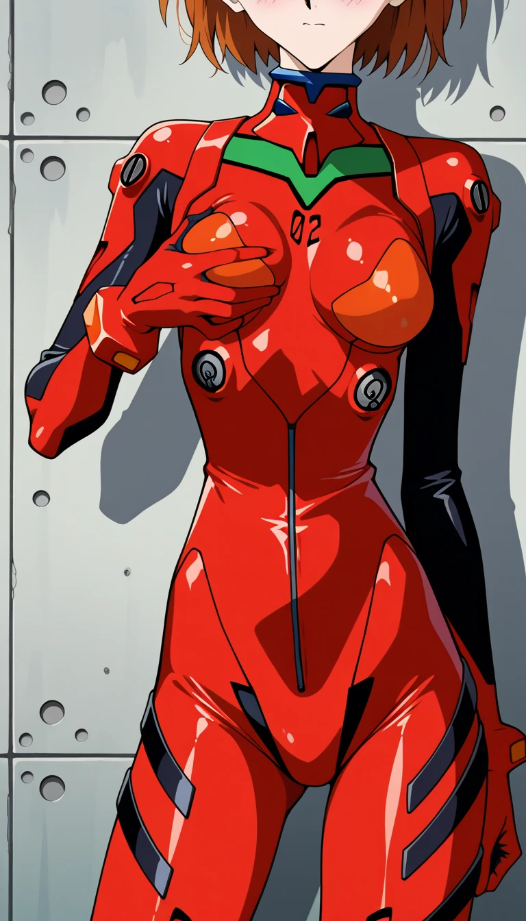 score_9,score_8_up,score_7_up,score_9,score_8_up,score_8,ultra detailed,beautiful face,beautiful hands,detailed background,detailed face,4k,HD,8k,highres,antialiasing,detailed,Asuka, Asuka Langley Soryu, ,1girl,solo,looking at viewer,ginger,blonde hair,medium breasts,blue eyes,grin,bodysuit, pilot suit, plugsuit, red bodysuit, interface headset,covered navel,cowboy shot,bathroom, dirty bathroom, dingy bathroom, gloryholes on walls, gloryhole bathroom, gloryhole room, bathrom background, gloryhole background, 2 glory holes, inflatable body, inflatable skin, latex skin, shiny skin, rubber skin, plastic skin, inflatable hair, plastic hair, shiny hair, rubber hair, latex hair, futanari, horse cock futanari, horsecock, cum dripping from tip of cock, latex cock, puddle of cum at feet, whole character in view, barefoot,