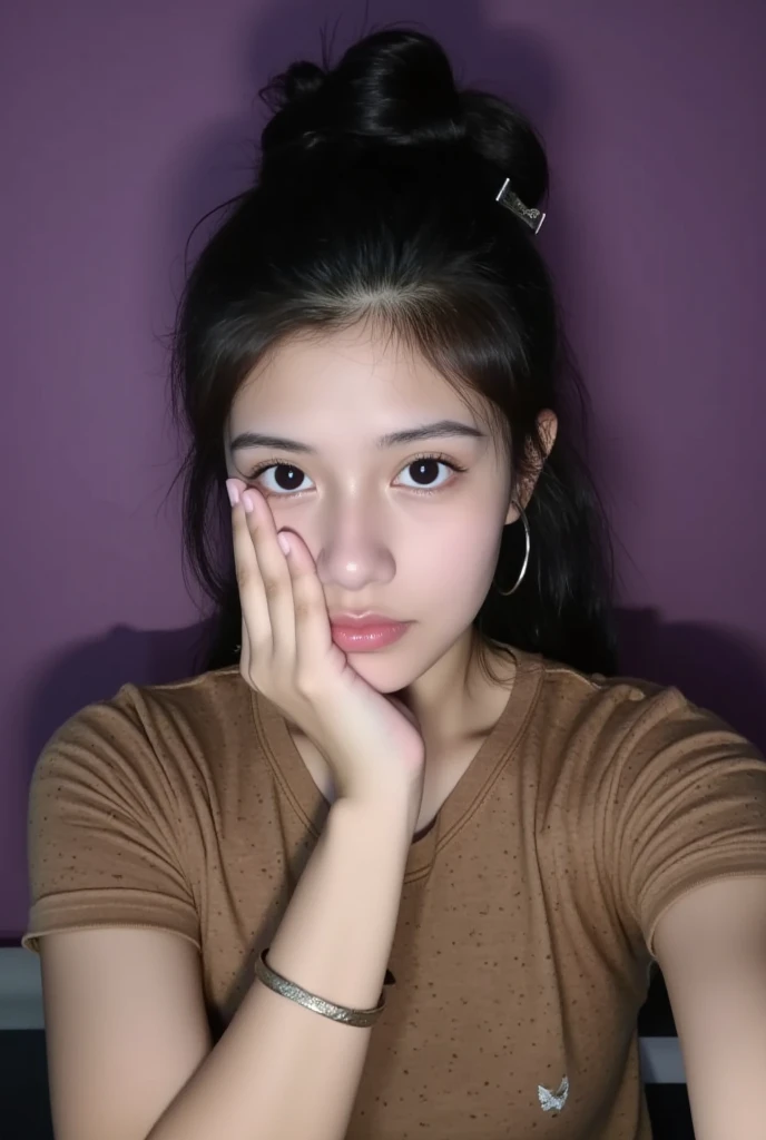 best quality, face focus, soft light, ultra high res, (photorealistic:1.4), RAW photo,
1japanese girl, solo, cute, (pupil, lights in the eyes), detailed beautiful face, (small chest),(high resolution detail of human skin texture),
(long hair),
indoor,
Damask Shirt Dress,
(portrait)
