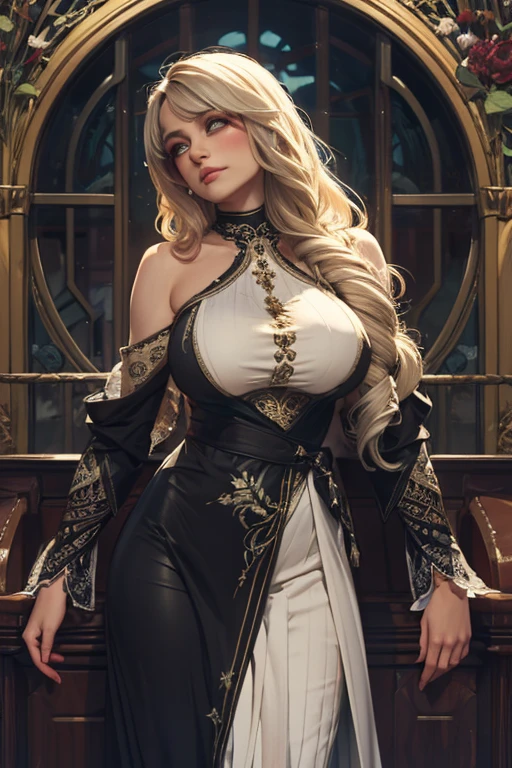 Very beautiful young woman, Subtle makeup, Golden Hour, Realistic, High Contrast, 8K HD, detailed, hyper-detailed, Realistic skin texture, Long black hair, Large Breasts, highest quality, Ultra-high resolution, RAW Photos, Dramatic lighting, Unreal Engine, Diffused glow complex silver airbag, White Emperor&#39;s Cape, gun, sword, Rudderless