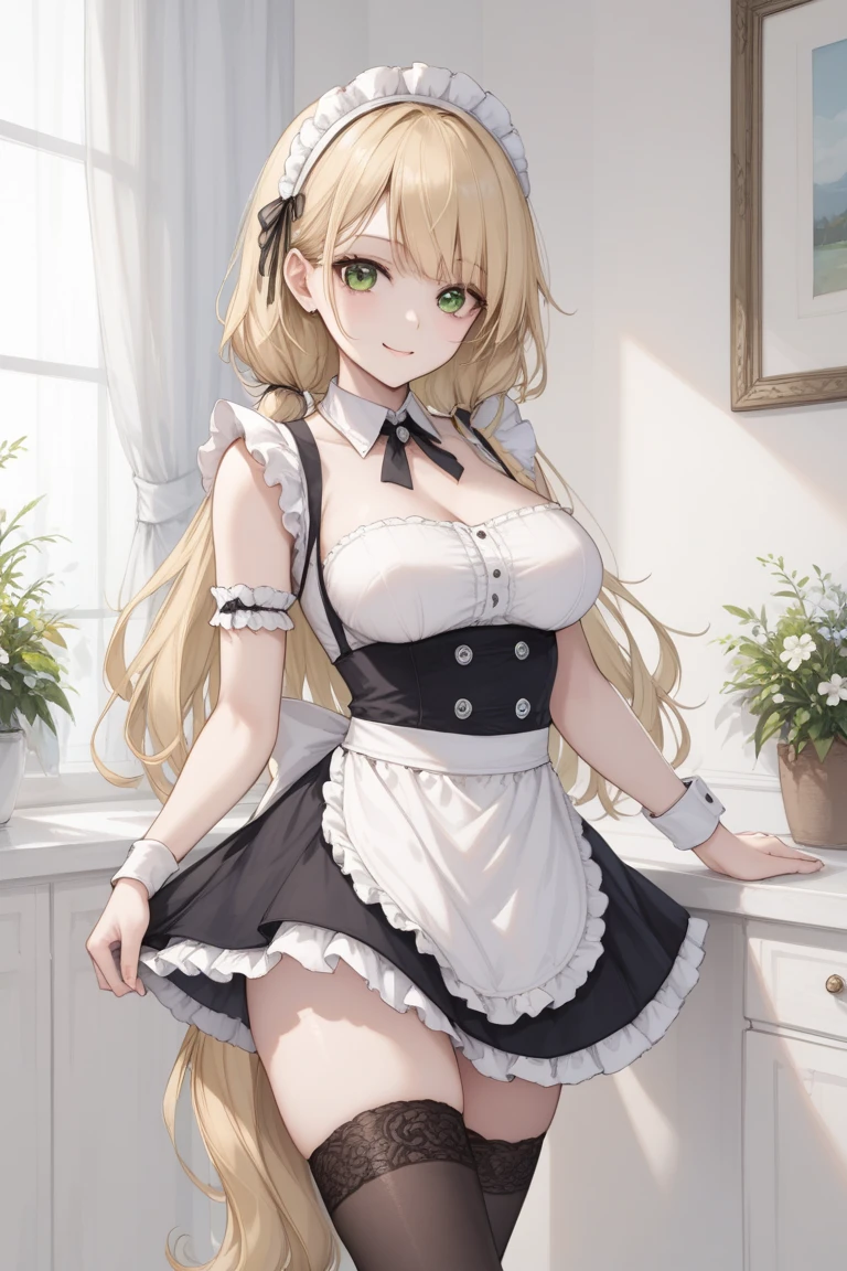 (Masterpiece)), (Best Quality), (Details), Professional Camera Images, 1 Girl,
Watch the viewer (flirtatious smile: 0.8), (lipstick: 0.6), open legs,
medium blond hair, twin tails, large breasts,
sleeveless dress with complex frills,
Outdoors, New York, skirt caught and rolled up,