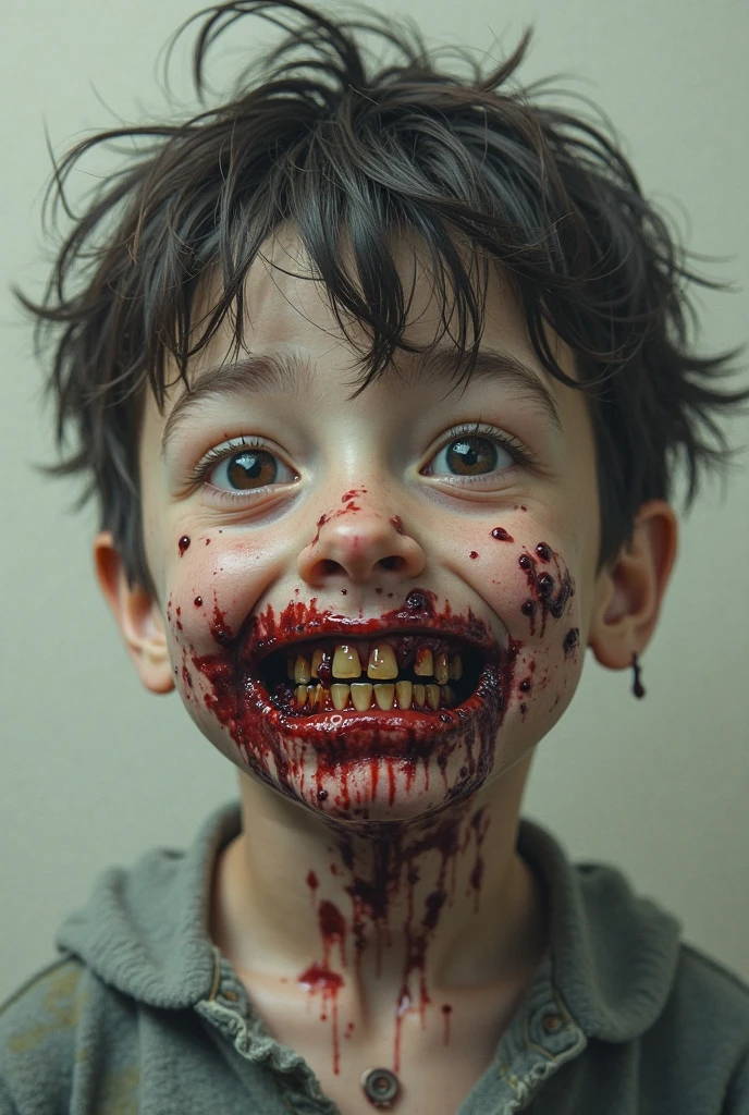 Boy have two faces first cute face second demon face and pull cute face and show demon face