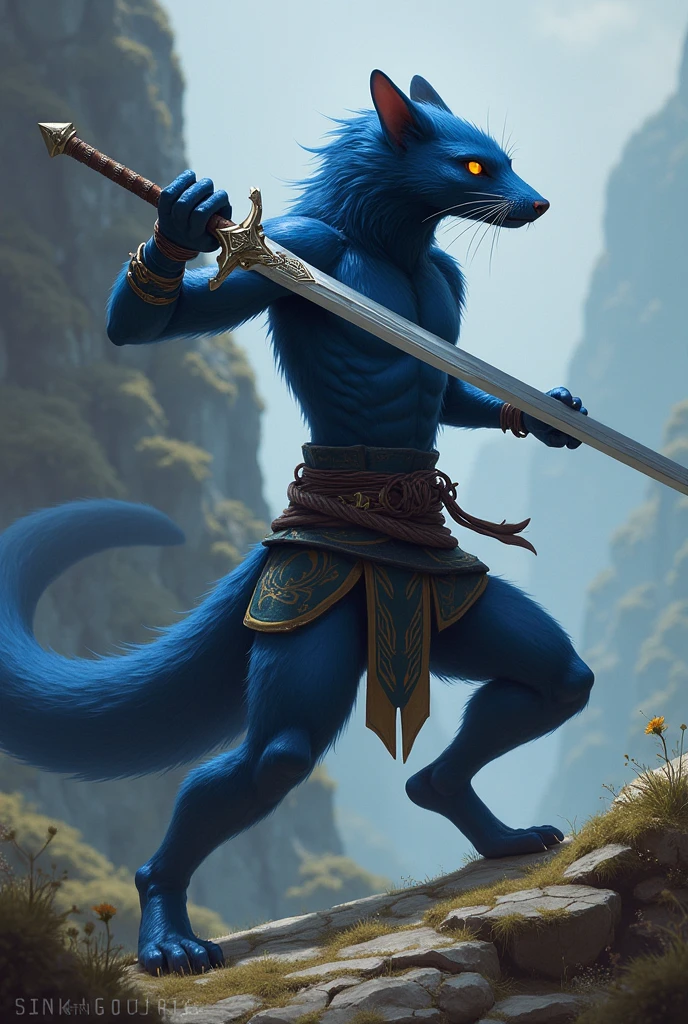 Male blue fox warrior