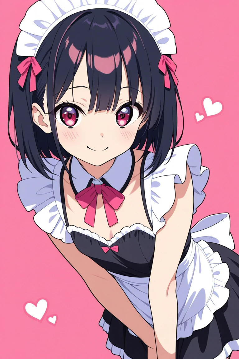 1girl, loli, cute daughter, happy, short hair, twintail hair, cute pink mini dress, white panties side tie, white background
