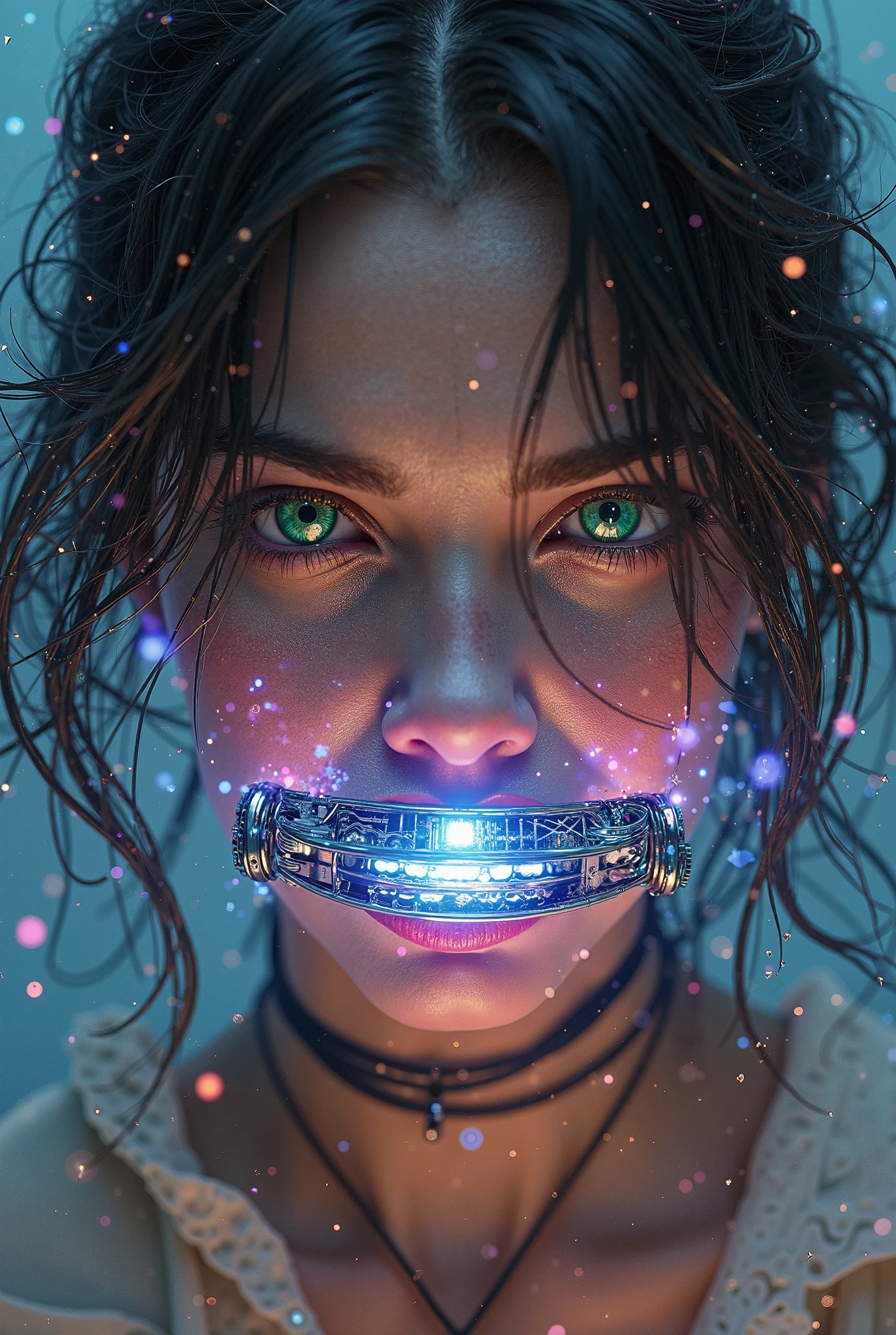 Highly detailed RAW color Photo, beautiful young girl, dynamic pose, (wide hips), (detailed skin), (detailed lips), (detailed eyes), (cosmic:1.4), (necropolis:1.1), (Sci-Fi setting) (detailed face), (curvy), detailed eyes, chromatic aberration, depth of field, soft lighting, masterpiece, best quality, intricate, (lens flare:0.7), (bloom:0.7), particle effects, raytracing, tone mapped, highly detailed, concept art, smooth, sharp focus, dramatic lighting, highly detailed artwork, cinematic, hyper realistic painting, trending on Artstation, 8K, incredible shadows, realistic, (highly detailed background:1.2), art by midjourney