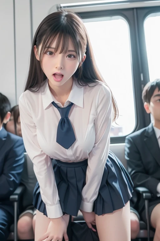 grasp、、(Schoolgirl in sailor suit)Grab your ass on a crowded train、pleatedskirt、a beauty girl1a person、((A man grabs a schoolgirl's ass))、(molesting)、Touching your buttocks on the bus、red blush、(((sexual act、erotick)))、((Skirt flipped up、I can see panties))、high-level image quality、realisitic、(((agony、angry expressions)))、(((Being touched by multiple men、Touching the chest or crotch)))、grabbing on breasts(((On a crowded train)))、((、Cowgirl)),nsfw