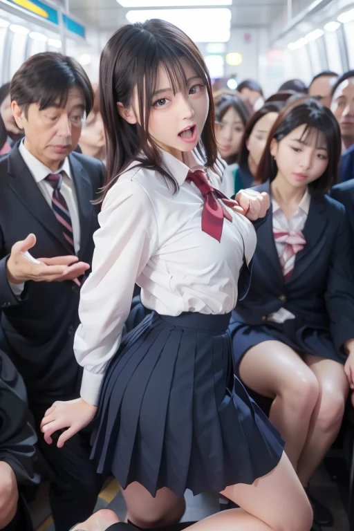 Pubic hair grows、Smile full of happiness、((Looks happy:1.3))、Pink Panties、、Panting face、Lacking、school girl outfit(Plaid miniskirt)、a sailor suit、Sweating、Expression in a state of excitement、short-hair、eye glass、((:1.3))、((pulling panties down:1.3))、(molesting:1.8)A Japanese Lady、very Bigger breasts、oversize breast、Black latex catsuit、grabbing on breasts、swimming pools、grab the ass、multiple men around her grabbing her breasts、grabbing on breasts、Multiple hands、masutepiece、top-quality、ighly detailed、molesting、Crowd of men、Crowd Surfing、face very realistic、Very realistic eyes、very large crowd of men around her、Who grabs her body々、 squeezed、 molesting、masutepiece、top-quality、ighly detailed、1girl in、Multiple hands、stage、grabbing  with crazy crowd、grabbing on breasts、men all around her、Squeeze the body、many people grabbing breasts、、Clothes Pulling、Extremely wet and sweaty、grabbing clothing、No women in the crowd、