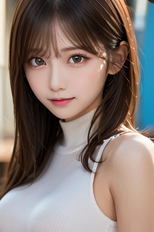 absurdres, (masterpiece, best quality), (ultra-detailed), extremely detailed,super high resolution, (Top Quality photorealistic Illustration), (Super Definition), (best quality,masterpiece:1.0),(cute illustration:1.3), (high Saturation:1.2), highres, ultra-detailed, 32k,8k resolution, intricate details, cinematic scene, detailed background, Soar (High chroma),(Sparkling),bathroom, BREAK (1 girl) (round face:1.6), (kawaii:1.6), (cute:1.6), Beautiful and delicate eyes, Delicate and beautiful face, Facial accents, Perfect figure,(open shirt:1.6), (show off nipples:1.6), (exposing bare breasts:1.3), (exposed chest:1.3), (no bra:1.3),(flat chest:1.6), (small nipples:1.2), (small areolas:1.2),Uniforms、bright expression、poneyTail、Young shiny shiny white shiny skin、Best Looks、Natural black hair with dazzling highlights、shiny light hair,、Super long silky straight hair、Beautiful bangs that shine、Double eyelids、eye liner、Glowing crystal clear attractive big brown eyes、Very beautiful nice cute 14 year old Nordic girl、