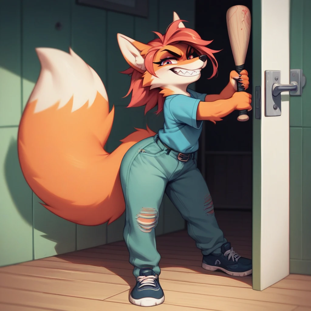 score 9 up, score 8 up, score 7 up, source_furry, solo, tails (sonic), furry male, fox boy, fox tail, orange fur, smile, looking at viewer, five fingers, nsfw, barefoot, (peeing, embarrassed), big shower room, lockers, ((wearing white underwear, tight white briefs, very tight underwear)), big bulge, big genital bulge